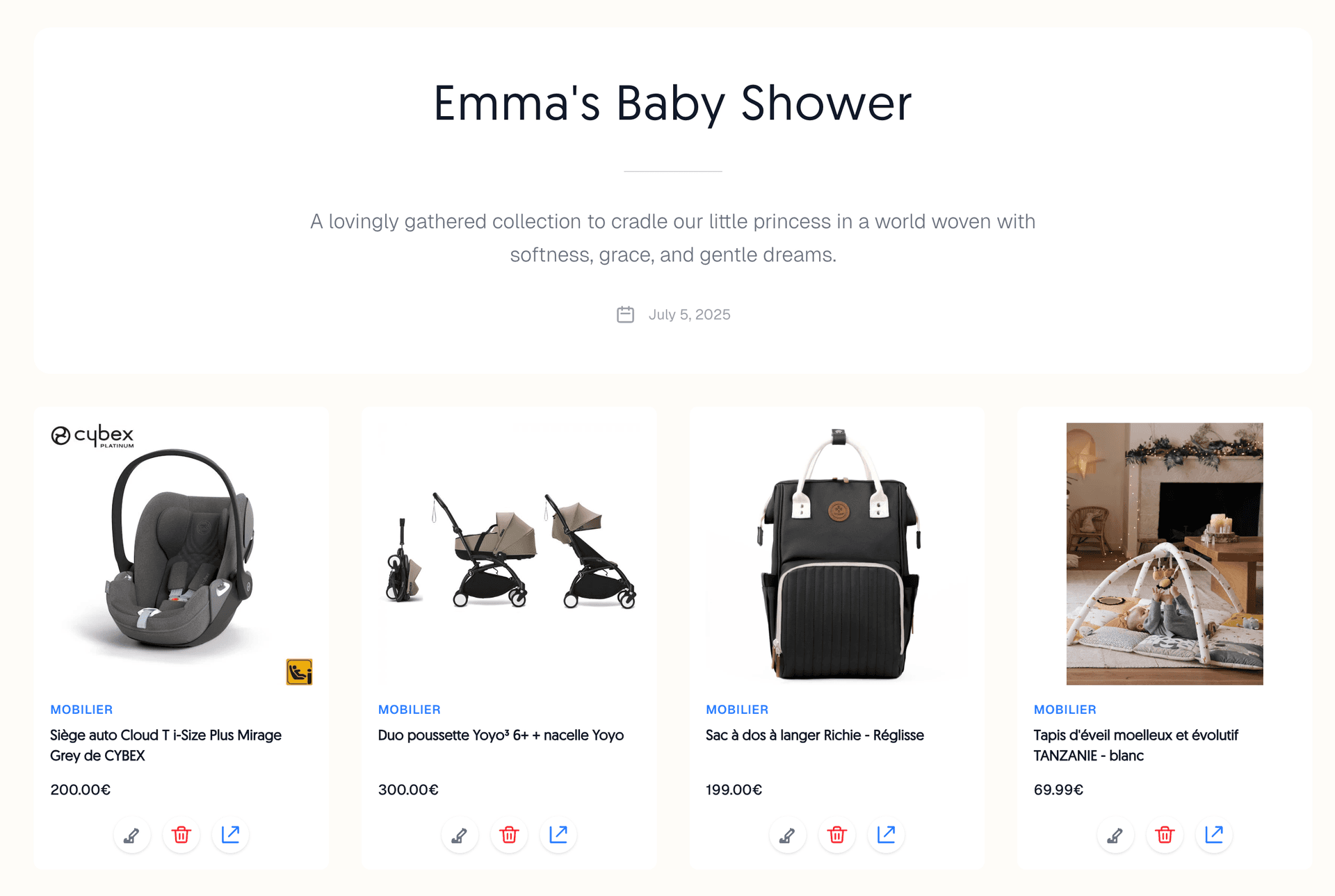 Example wishlist screenshot